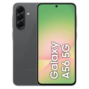 Samsung Galaxy A56 smartphone con pantalla amplia y cámaras versátiles